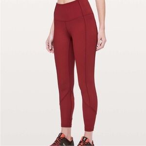 Lululemon Daily Lineup 7/8 RIBBED Tight *25" Dark Sport Red size 6